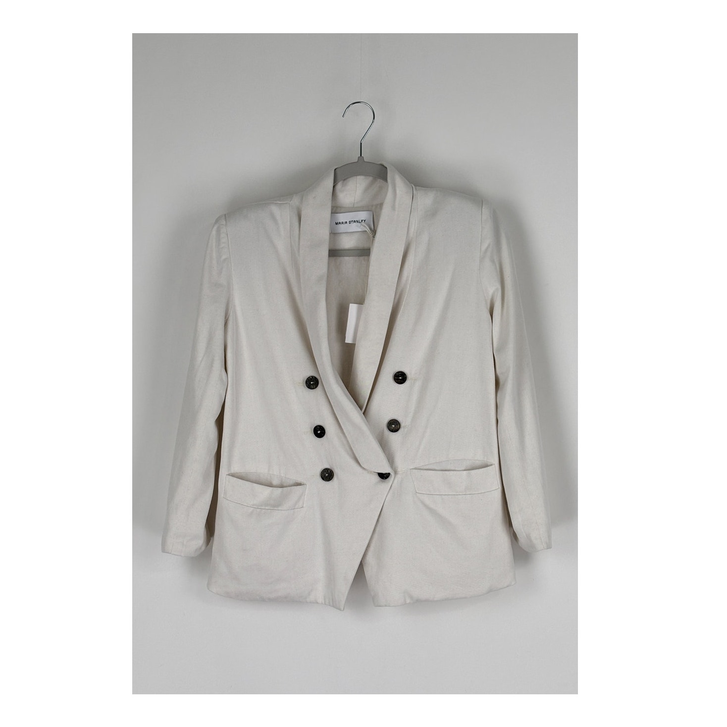 Maria Stanley Organic Cotton Maximo Blazer Jacket Bone White Womens Size Xs New — image 3 of 8